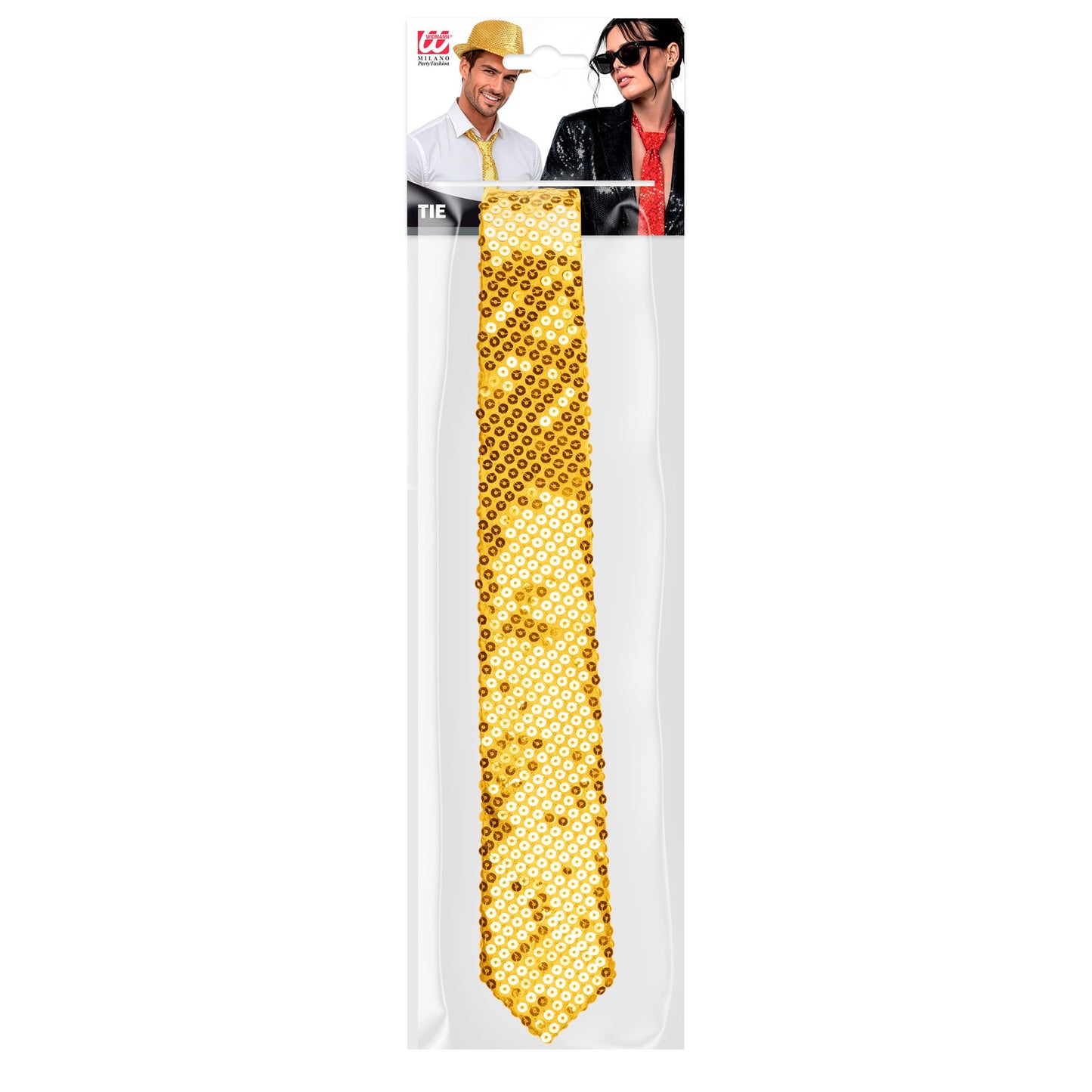 "PAILLETTENKRAWATTE GOLD" – Detailansicht