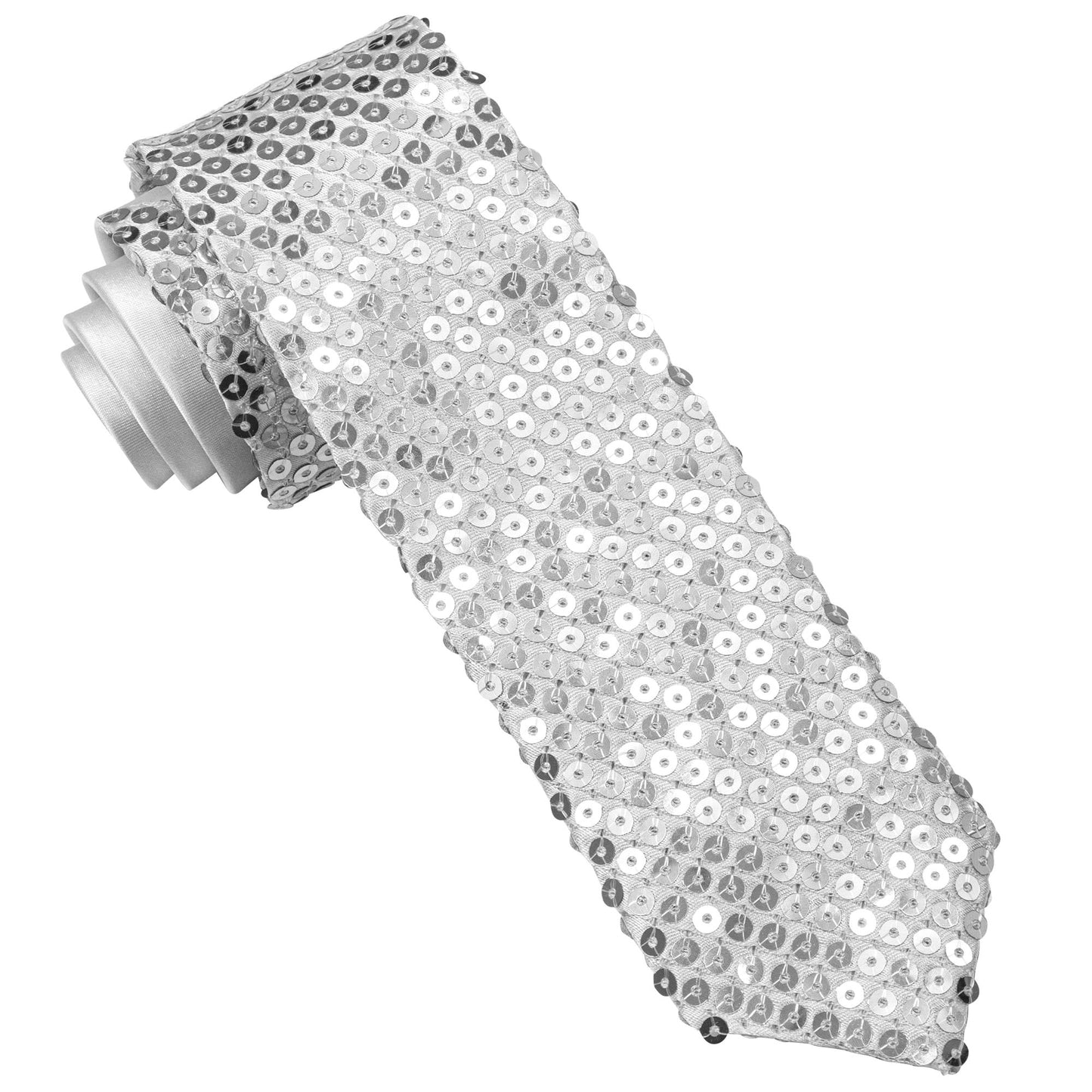 "PAILLETTENKRAWATTE SILBER" – Vorderansicht