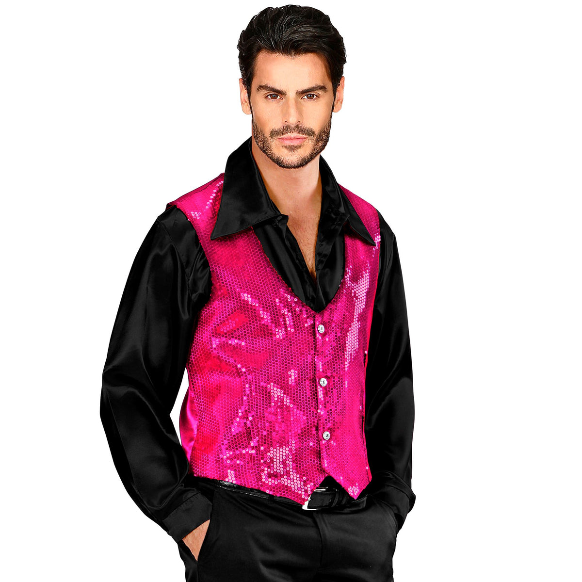 "PAILLETTENWESTE PINK" für Herren – Vorderansicht
