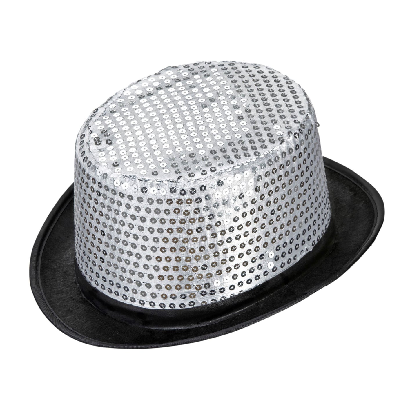 "PAILLETTENZYLINDER SILBER" 11 cm – Vorderansicht
