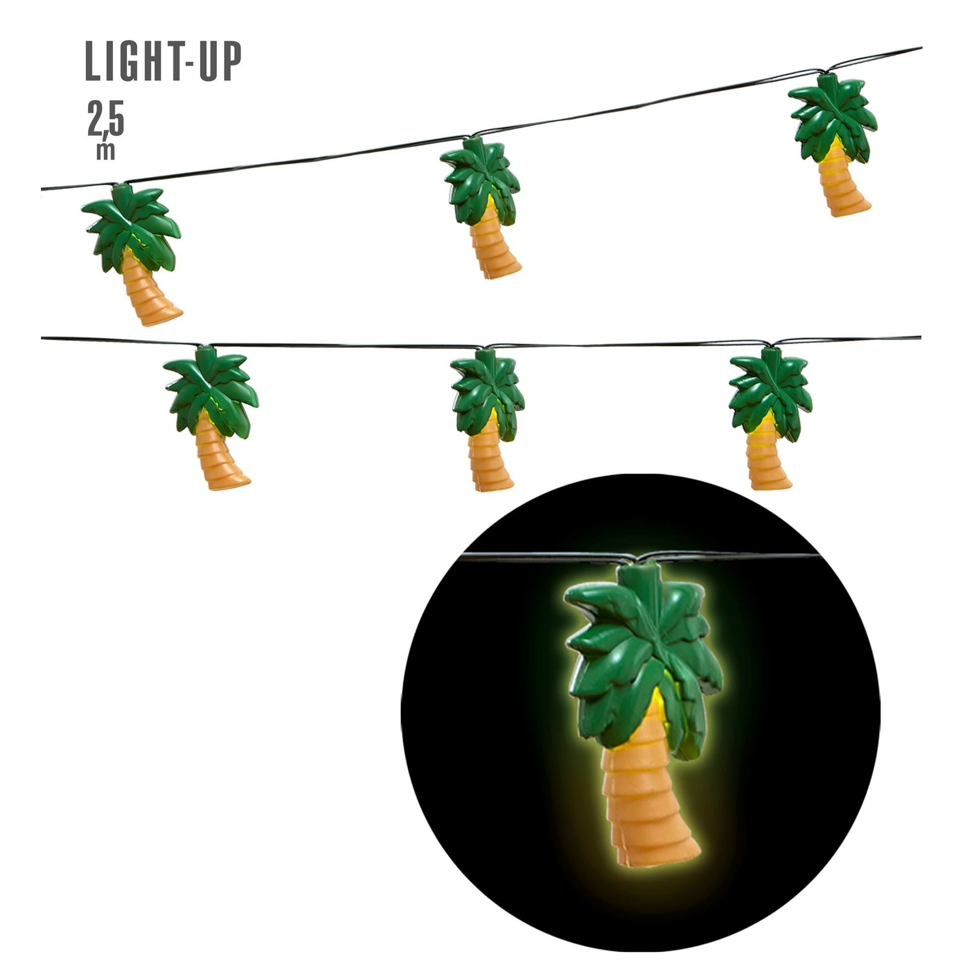 "PALMENLICHTERKETTE" 2,5 m - 10 Lichter – Vorderansicht