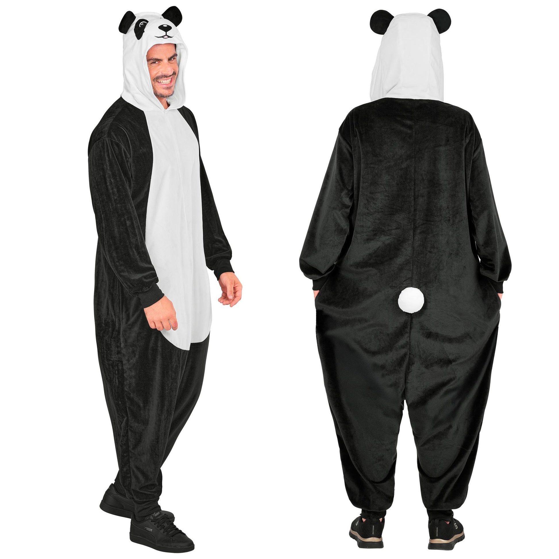 Widmann Plüsch Panda Kostüm Overall mit Kapuze – Detailansicht