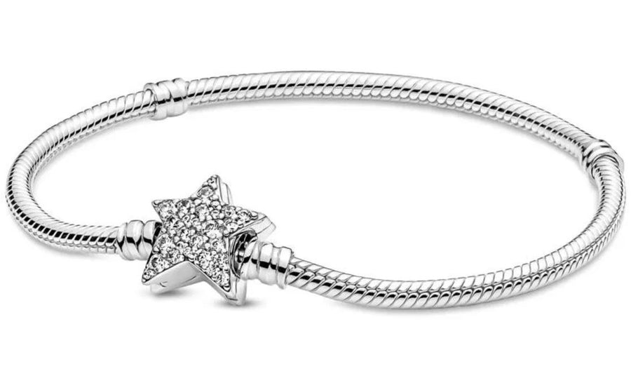 PANDORA ASYMMETRIC STAR CLASP SNAKE CHAIN BRACELET 599639C01-18 Schmuck Silber Silver 925°
