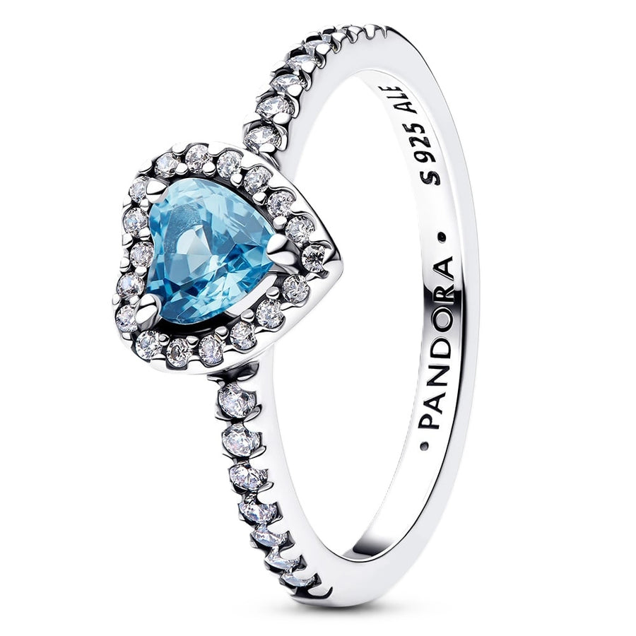 PANDORA ELEVATED LIGHT BLUE HEART RING 198421C10-56 Schmuck Blau Silver 925°
