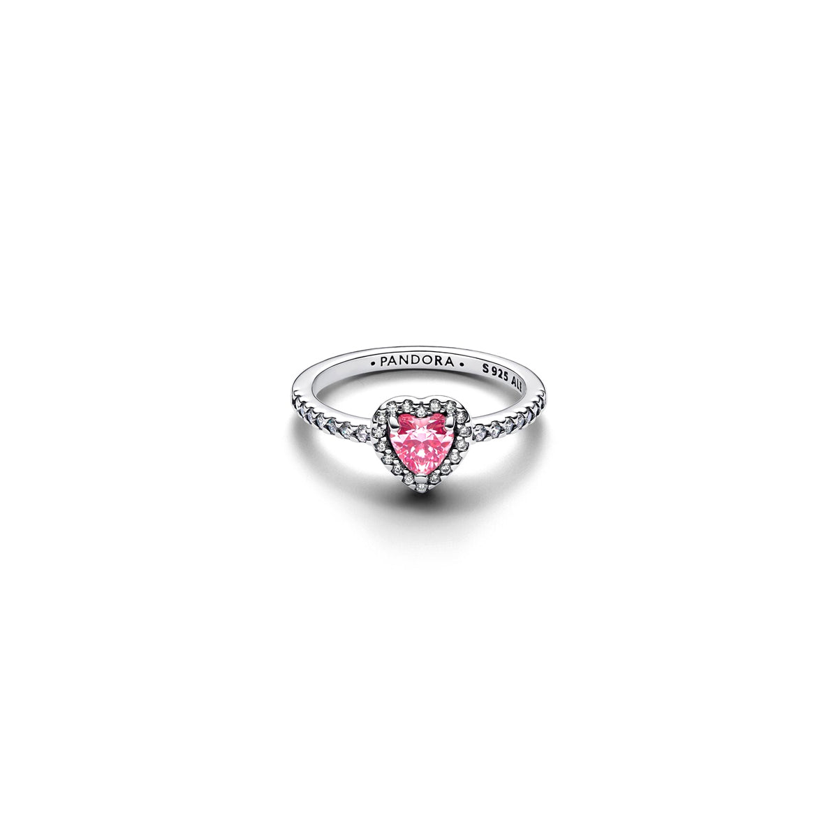 PANDORA ELEVATED PINK HEART RING 198421C03-56 Schmuck Silber Silver 925°