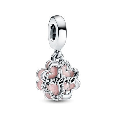 PANDORA FOUR-LEAF CLOVER FRIENDSHIP DOUBLE DANGLE CHARM 792245C01 Schmuck Silber Silver 925° -