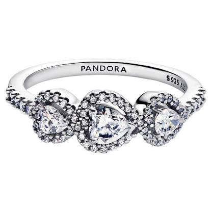 PANDORA HALO HEART TRILOGY RING 194413C01-54 Schmuck Silber Silver 925°