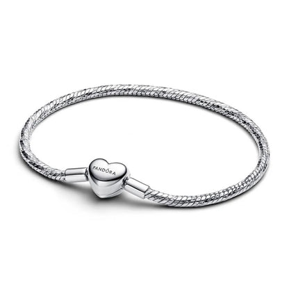 PANDORA HEART CLASP FACETED SNAKE CHAIN BRACELET 594236C00-19 Schmuck Silber Silver 925°