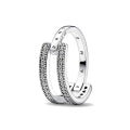 PANDORA JEWELS Mod. SIGNATURE LOGO & PAVE DOUBLE BAND - RING - Size 52 ***SPECIAL PRICE*** 192779C01-52 Schmuck Silber Silver 925° ansicht-3