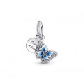 PANDORA Mod. BLUE BUTTERFLY & QUOTE DOUBLE DANGLE CHARM 790757C01 Schmuck Blau Silver 925° ansicht-3