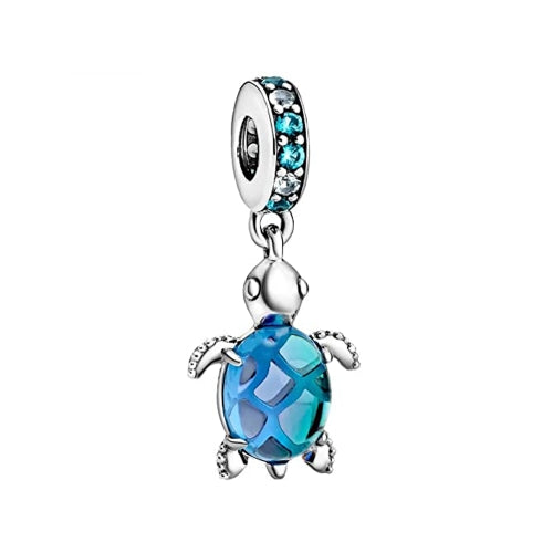 PANDORA Mod. BLUE GALAXY STAR & MOON SAFETY CHAIN CHARM 798939C01 Schmuck Blau Silver 925°