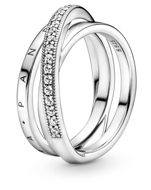 PANDORA Mod. CROSSOVER PAVÉ TRIPLE BAND RING 199057C01-58 Schmuck Silber Silver 925°