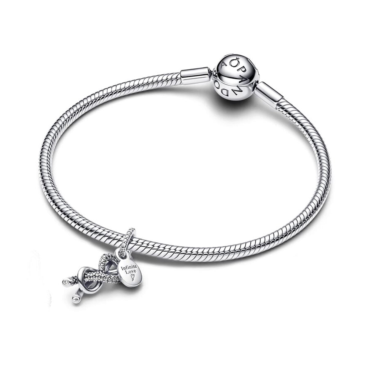 PANDORA Mod. PAVÉ INFINITY KNOT DANGLE CHARM 793780C01 Schmuck Silber Silver 925° -