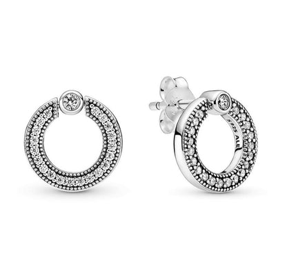 PANDORA Mod. PAVE & LOGO CIRCLE REVERSIBLE STUD EARRINGS 299486C01 Schmuck Silber Silver 925°