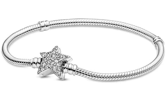 PANDORA MOMENTS ASYMMETRIC STAR CLASP SNAKE CHAIN BRACELET 599639C01-20 Schmuck Silber Silver 925°
