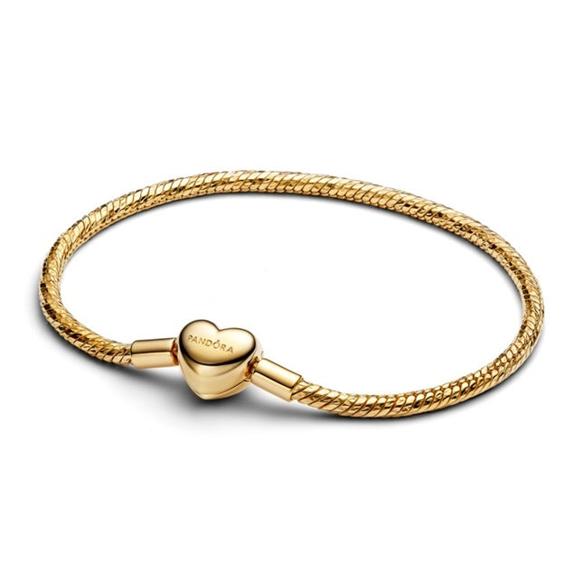 PANDORA MOMENTS HEART CLASP FACETED SNAKE CHAIN BRACELET 564236C00-18 Schmuck Silber Silver 925°
