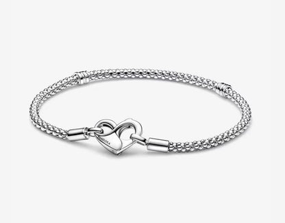 PANDORA MOMENTS STUDDED CHAIN BRACELET WITH HEART CLASP 592453C00-18 Schmuck Silber Silver 925°