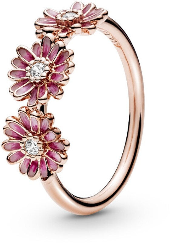 PANDORA PINK DAISY FLOWER TRIO RING 188792C01-54 Schmuck Silber Silver 925°