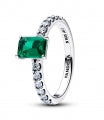 PANDORA RECTANGULAR SPARKLING GREEN HALO RING 194506C01-54 Schmuck Silber Silver 925° ansicht-3
