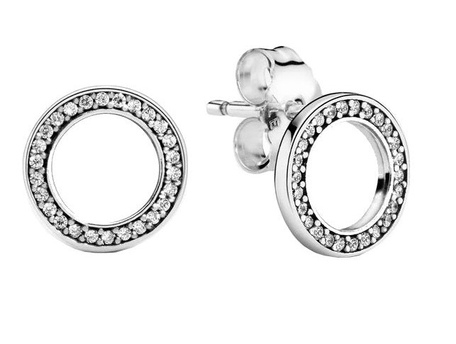 PANDORA SPARKLING DOUBLE HOOP EARRINGS 290585CZ Schmuck Silber Silver 925°
