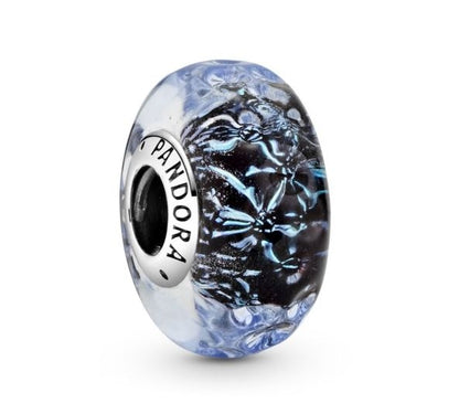 PANDORA WAVY DARK BLUE MURANO GLASS OCEAN CHARM 798938C00 Schmuck Blau Silver 925°