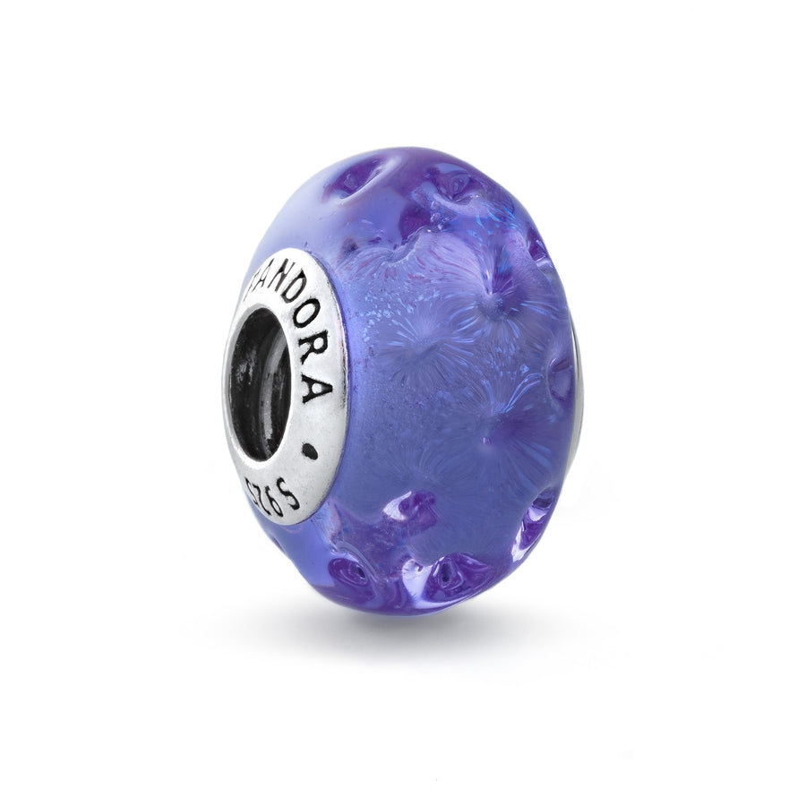 PANDORA WAVY LAVENDER MURANO GLASS CHARM 798875C00 Schmuck Silber Silver 925°