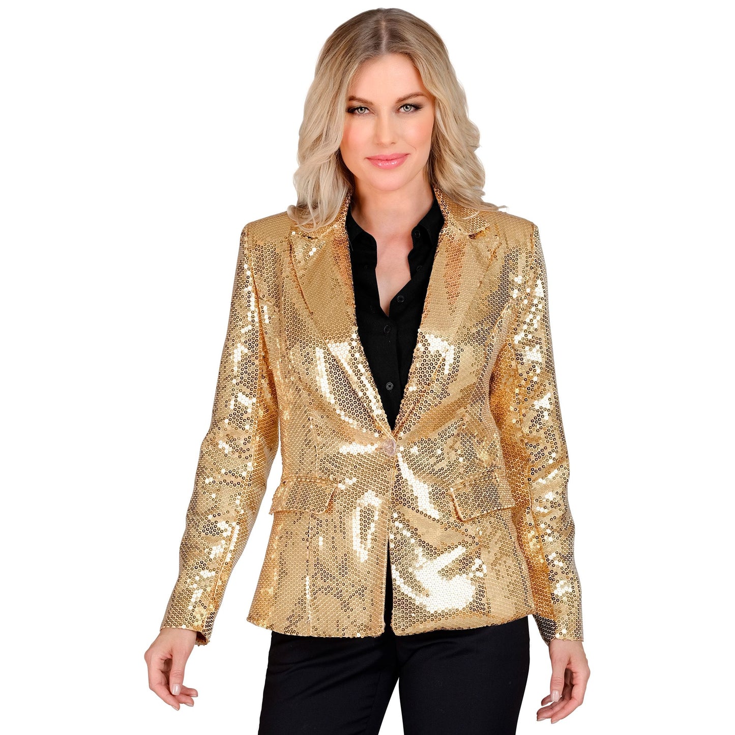 "PARTY FASHION BLAZER" (Pailletten Blazer gold) – Vorderansicht
