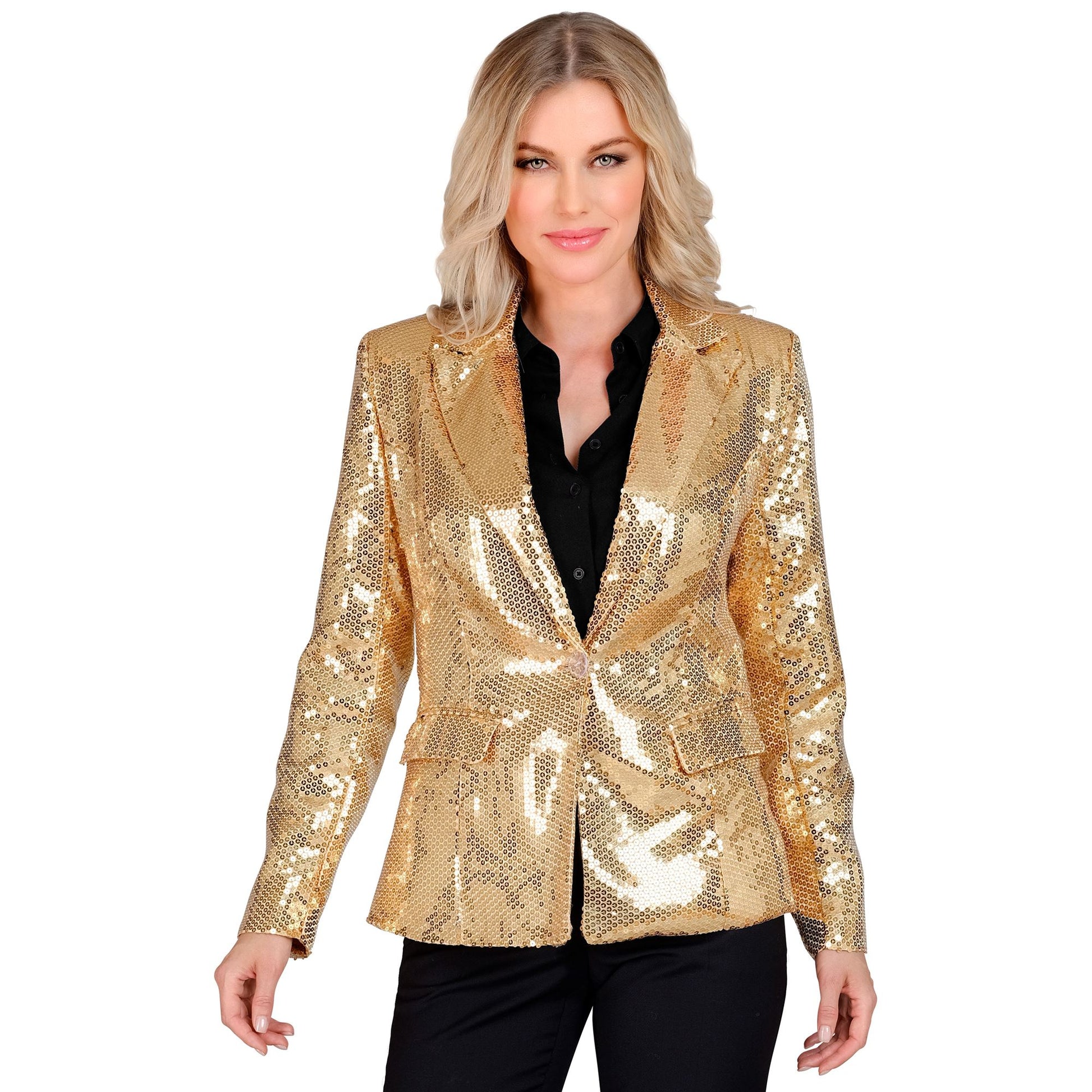 "PARTY FASHION BLAZER" (Pailletten Blazer gold) – Vorderansicht
