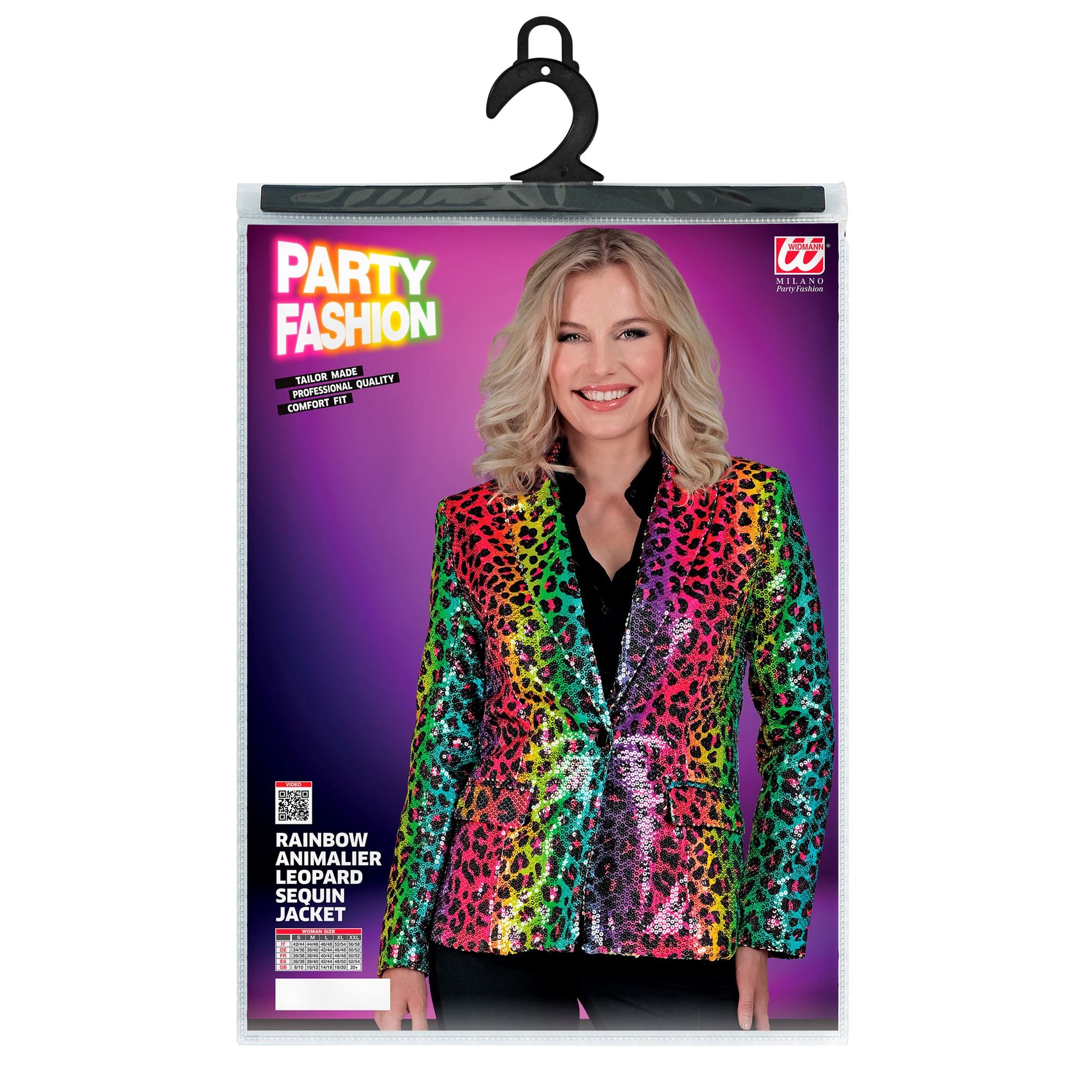 "PARTY FASHION BLAZER" (Pailletten Blazer in Leopardenmuster Regenbogen) – Ansicht 5