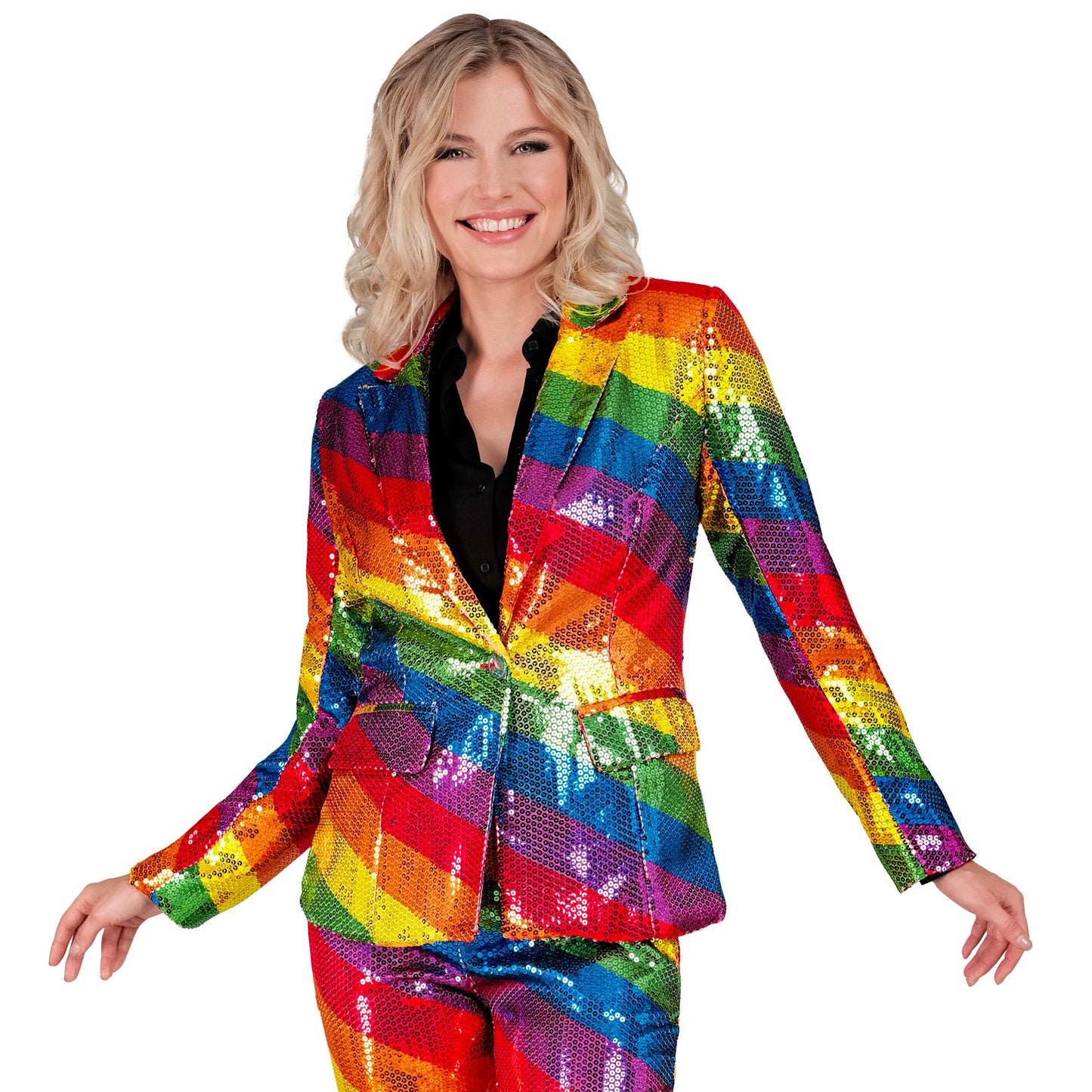 "PARTY FASHION BLAZER" (Pailletten Blazer in Regenbogen Muster) – Ansicht 3