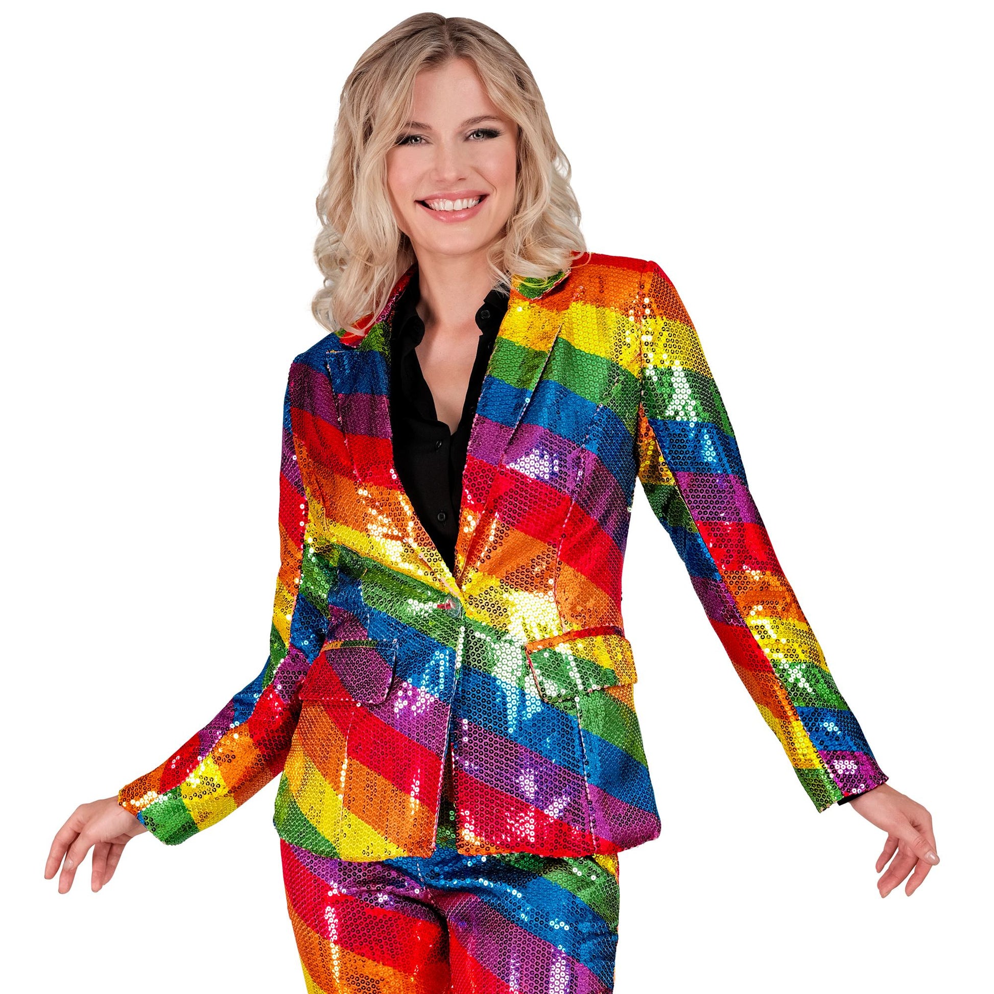 "PARTY FASHION BLAZER" (Pailletten Blazer in Regenbogen Muster) – Ansicht 3