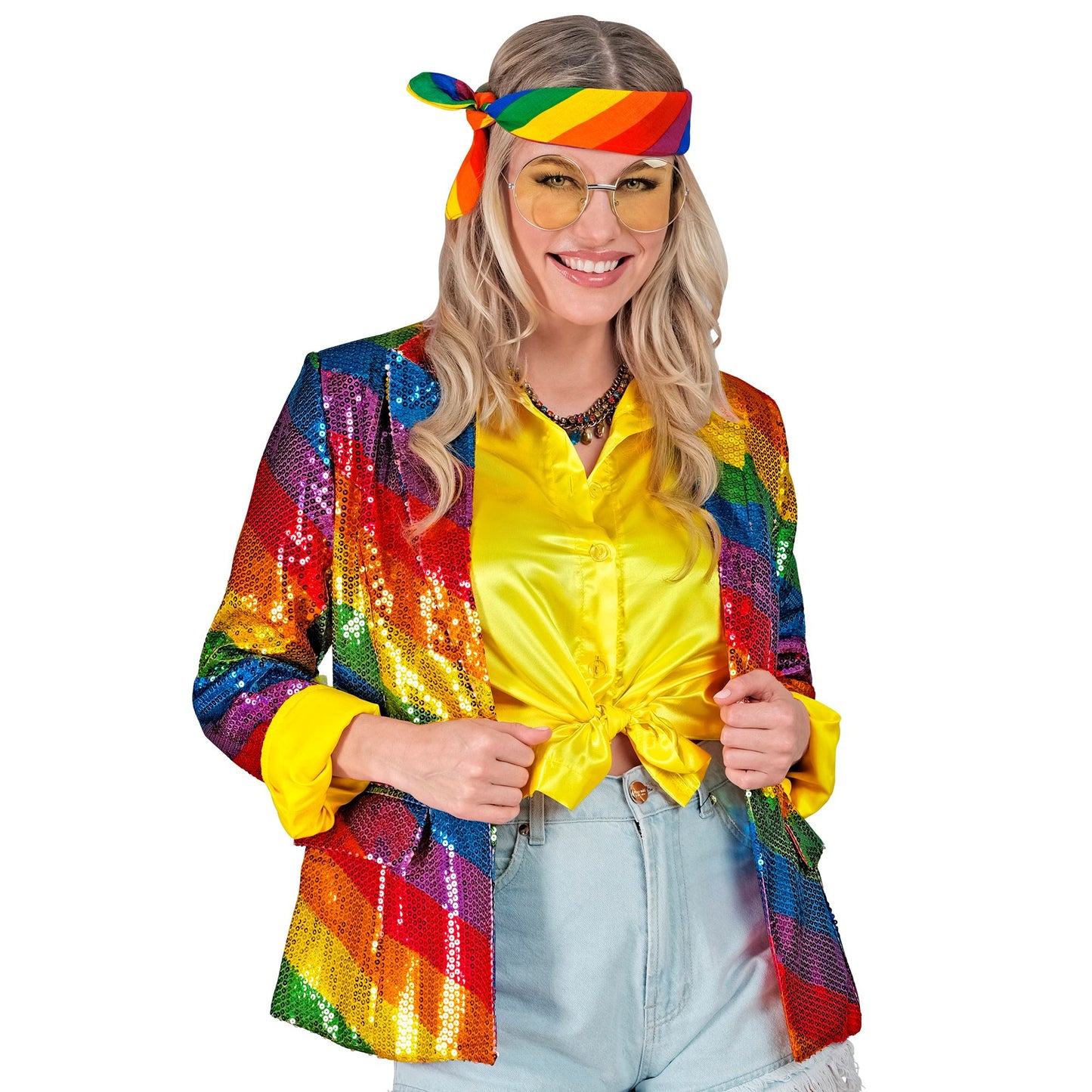 "PARTY FASHION BLAZER" (Pailletten Blazer in Regenbogen Muster) – Ansicht 4