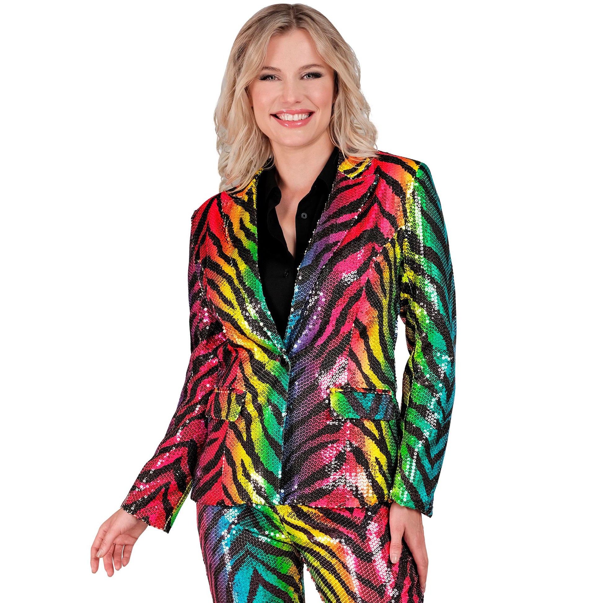 "PARTY FASHION BLAZER" (Pailletten Blazer in Tigermuster Regenbogen) – Ansicht 3