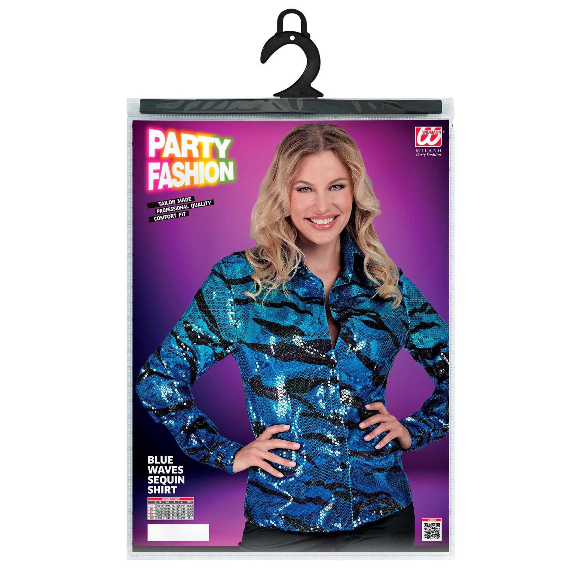 "PARTY FASHION BLUSE" (Paillettenbluse in blue waves Muster) – Ansicht 5
