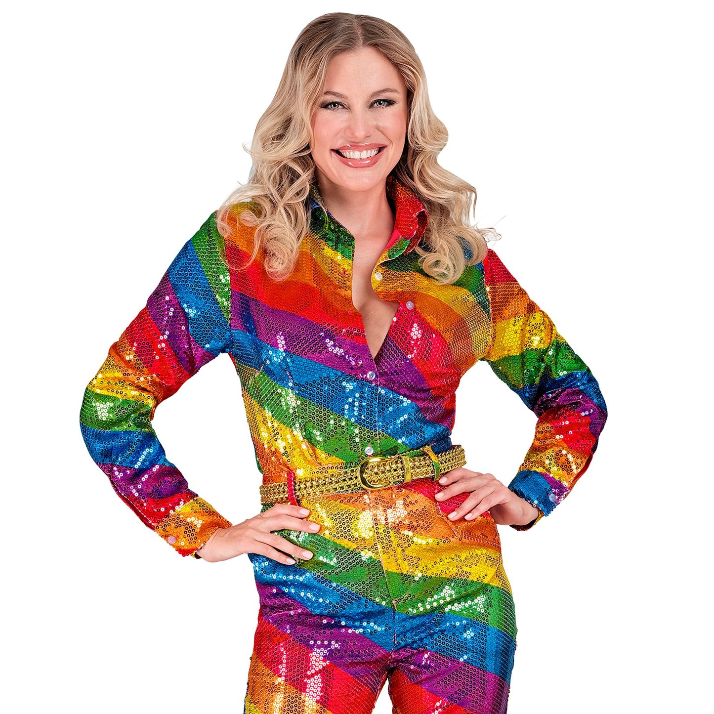 "PARTY FASHION BLUSE" (Paillettenbluse in Regenbogen Muster) – Ansicht 4