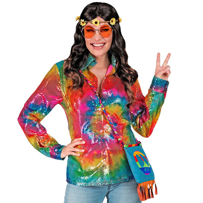 "PARTY FASHION BLUSE" (Paillettenbluse in Tie-Dye Muster) – Ansicht 3