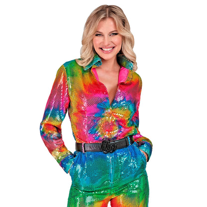 "PARTY FASHION BLUSE" (Paillettenbluse in Tie-Dye Muster) – Ansicht 4