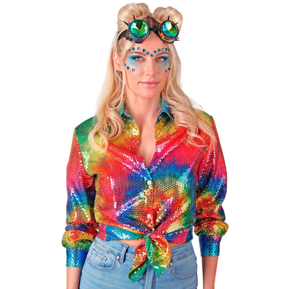 "PARTY FASHION BLUSE" (Paillettenbluse in Tie-Dye Muster) – Ansicht 6