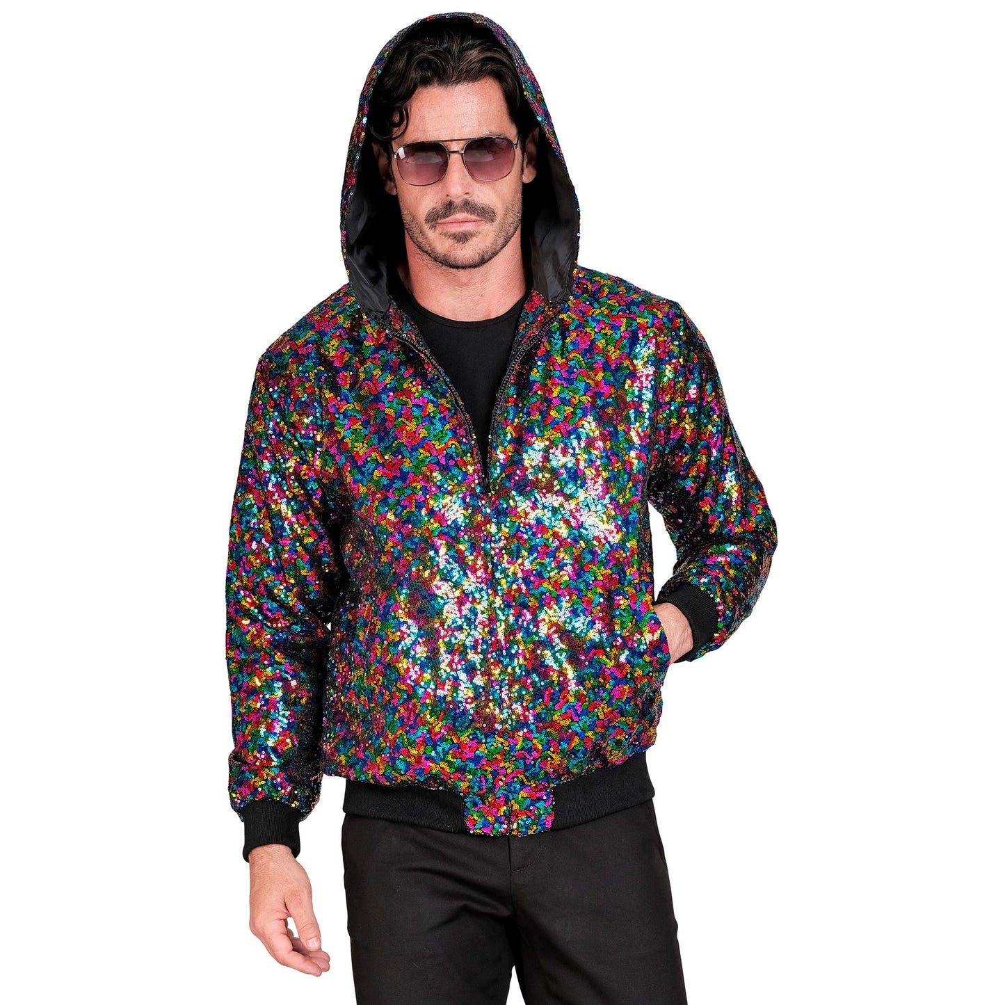"PARTY FASHION BOMBERJACKE MIT KAPUZE" (Pailletten Bomberjacke mit Kapuze bunt) – Ansicht 4