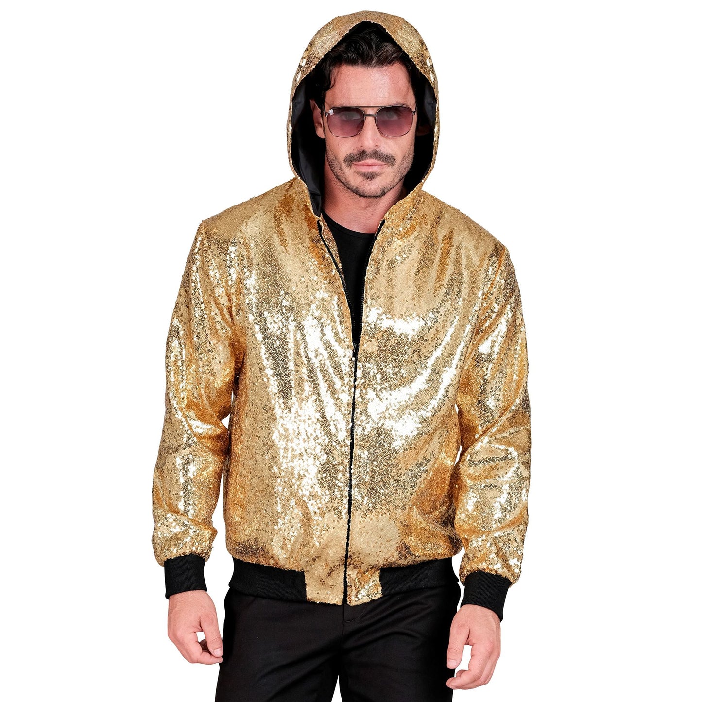 "PARTY FASHION BOMBERJACKE MIT KAPUZE" (Pailletten Bomberjacke mit Kapuze gold) – Ansicht 3