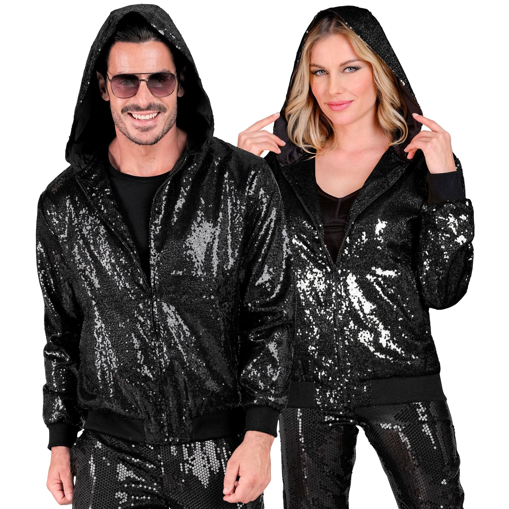 "PARTY FASHION BOMBERJACKE MIT KAPUZE" (Pailletten Bomberjacke mit Kapuze schwarz) – Ansicht 3