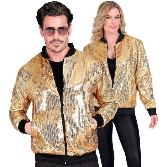 "PARTY FASHION BOMBERJACKE" (Pailletten Bomberjacke gold) – Vorderansicht