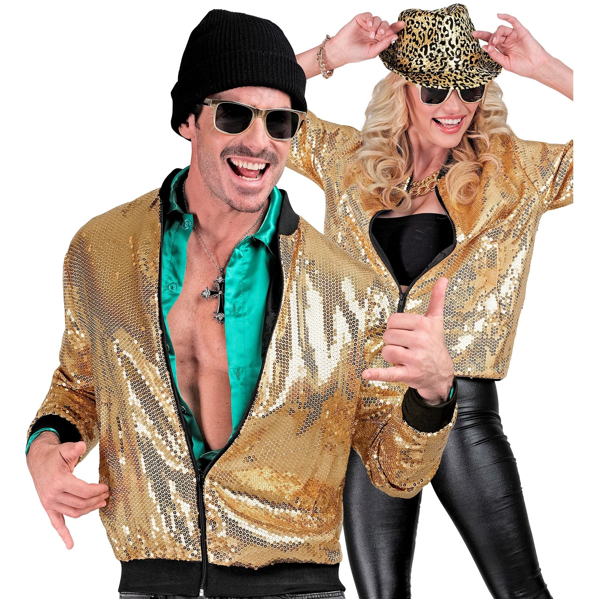 "PARTY FASHION BOMBERJACKE" (Pailletten Bomberjacke gold) – Detailansicht