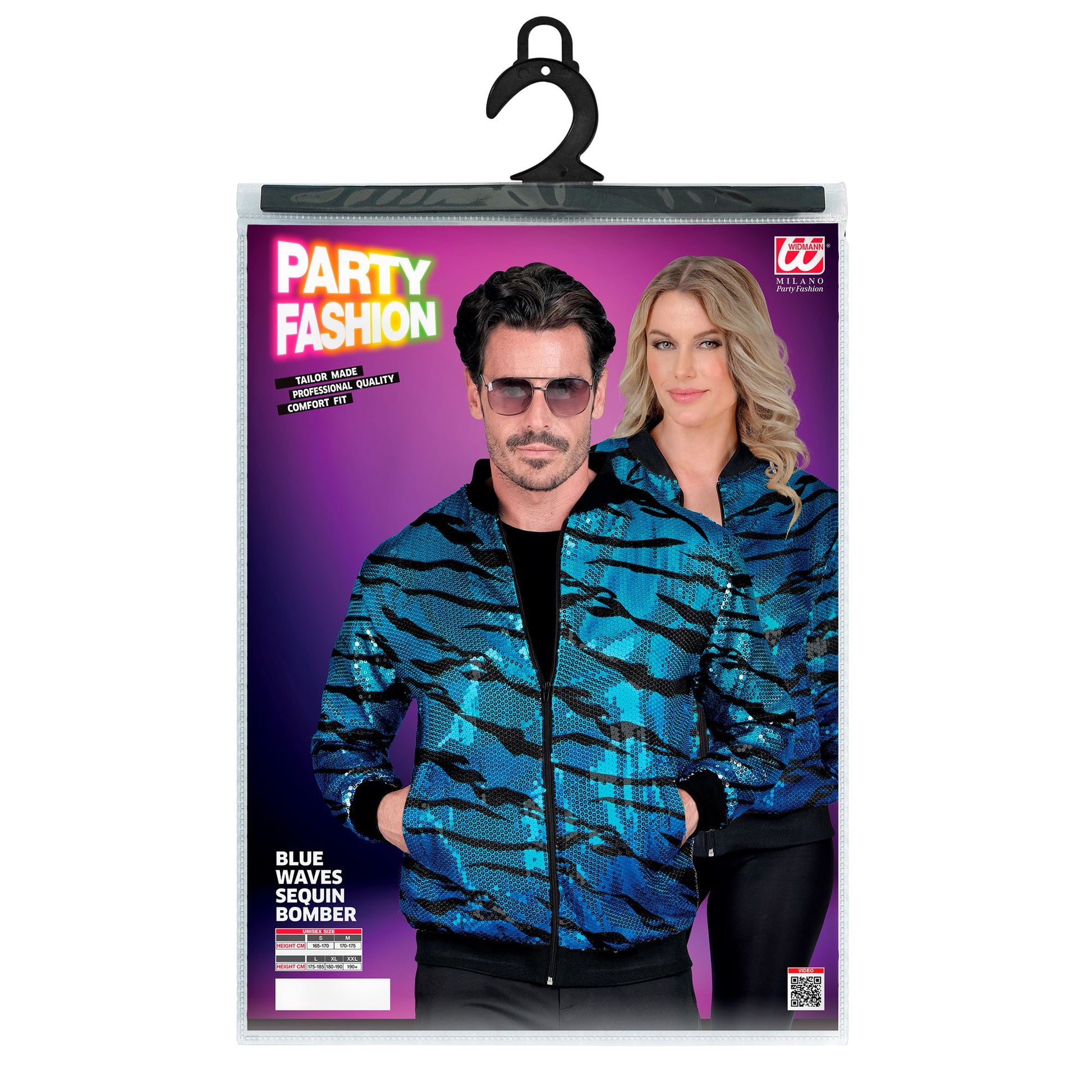 "PARTY FASHION BOMBERJACKE" (Pailletten Bomberjacke in blue waves Muster) – Ansicht 4