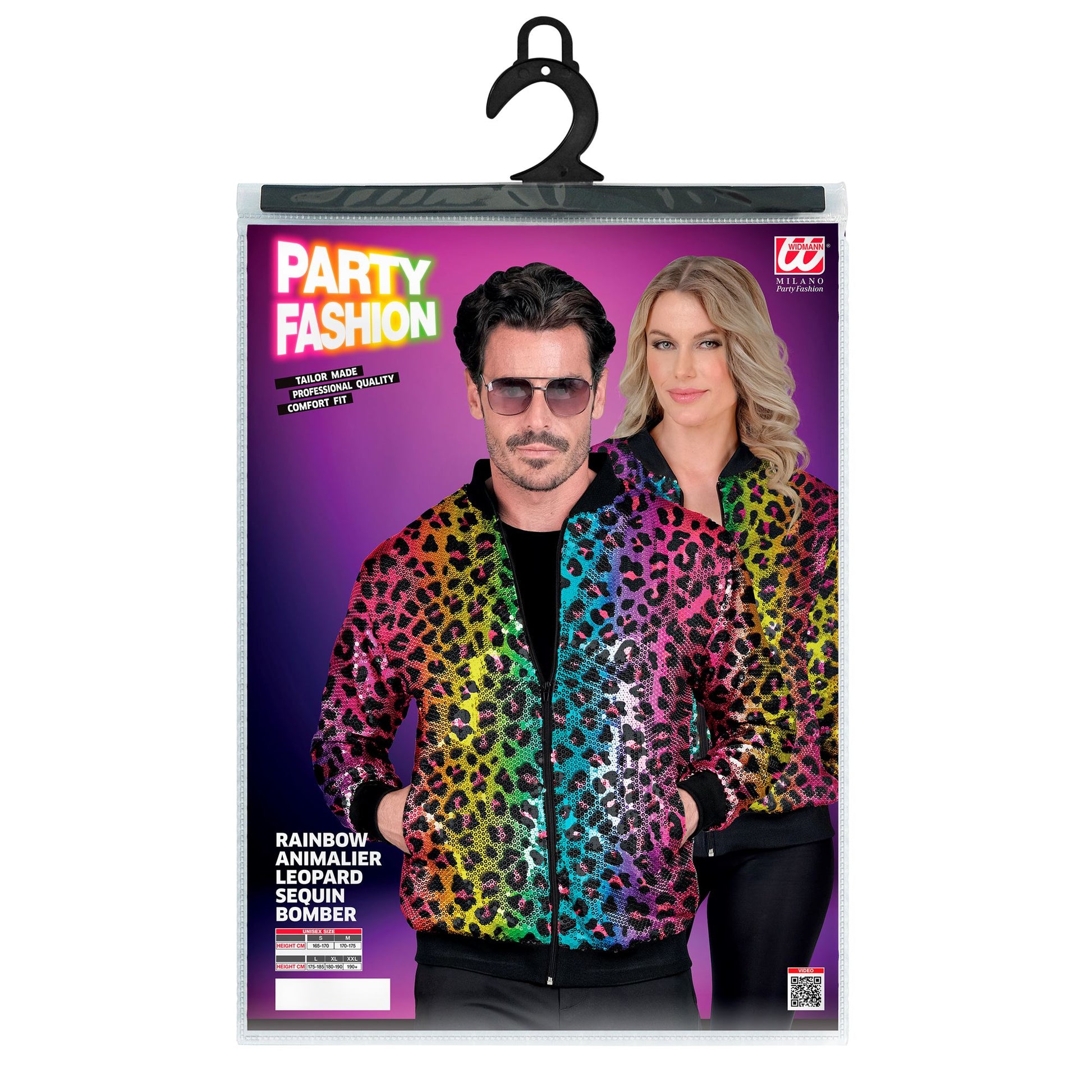 "PARTY FASHION BOMBERJACKE" (Pailletten Bomberjacke in Leopardenmuster Regenbogen) – Ansicht 4