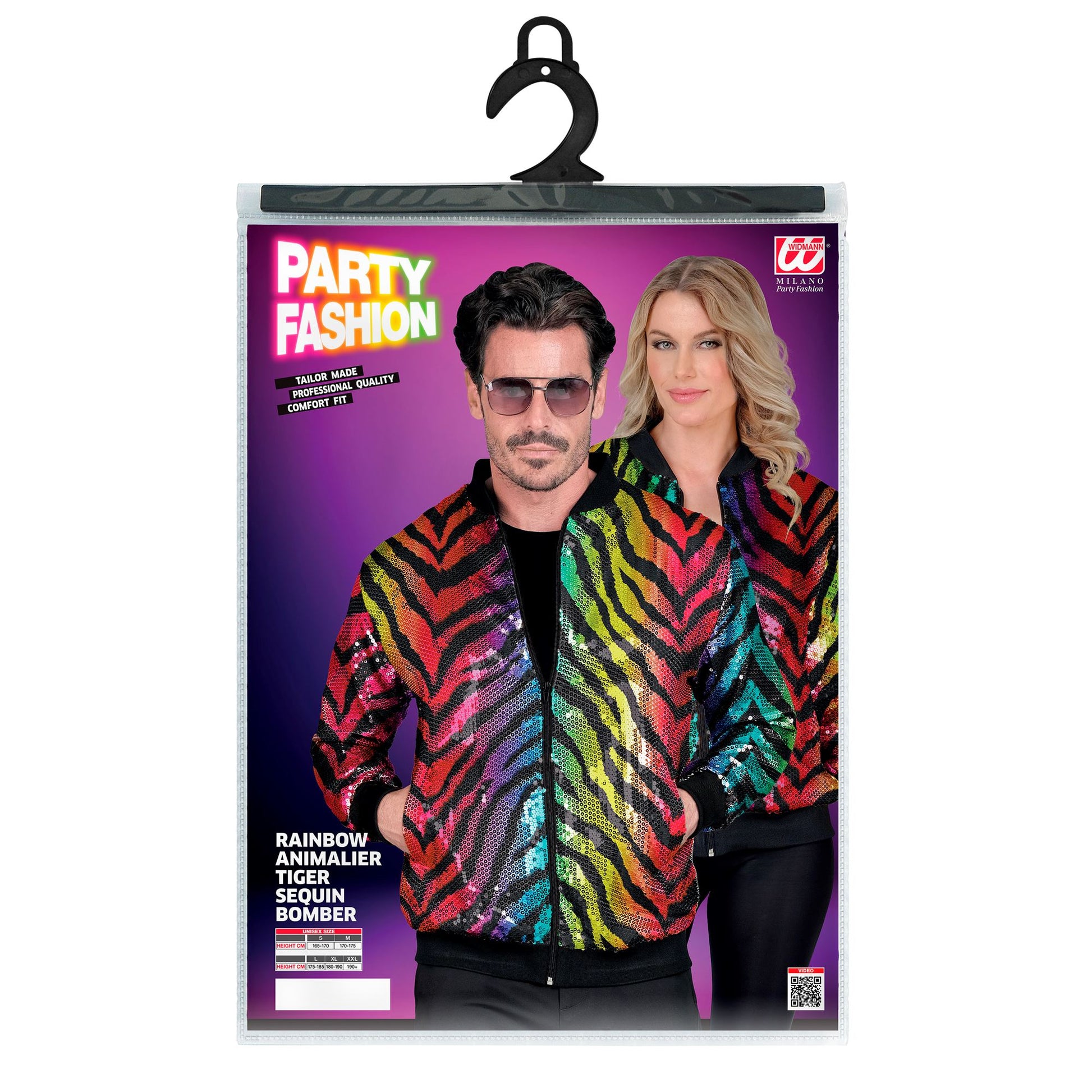 "PARTY FASHION BOMBERJACKE" (Pailletten Bomberjacke in Tigermuster Regenbogen) – Ansicht 4
