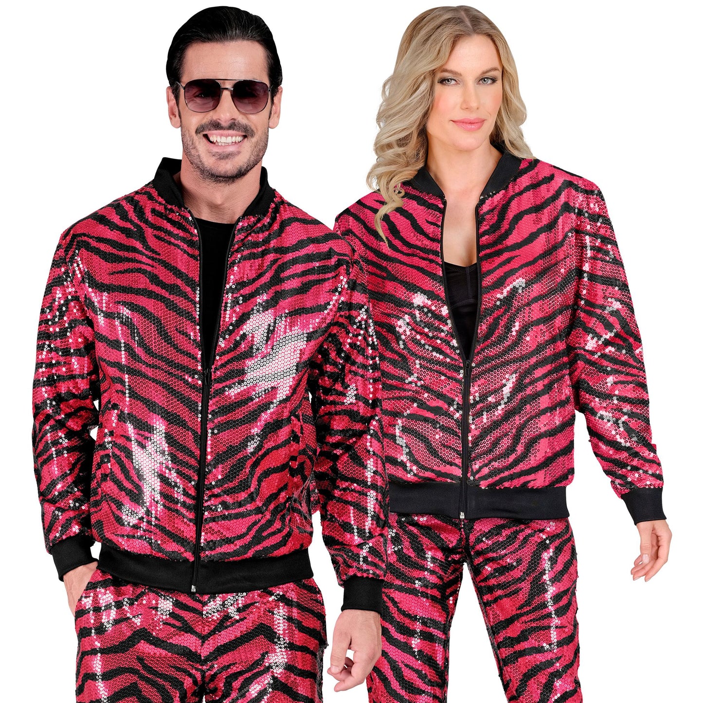 "PARTY FASHION BOMBERJACKE" (Pailletten Bomberjacke in Zebramuster pink) – Ansicht 3
