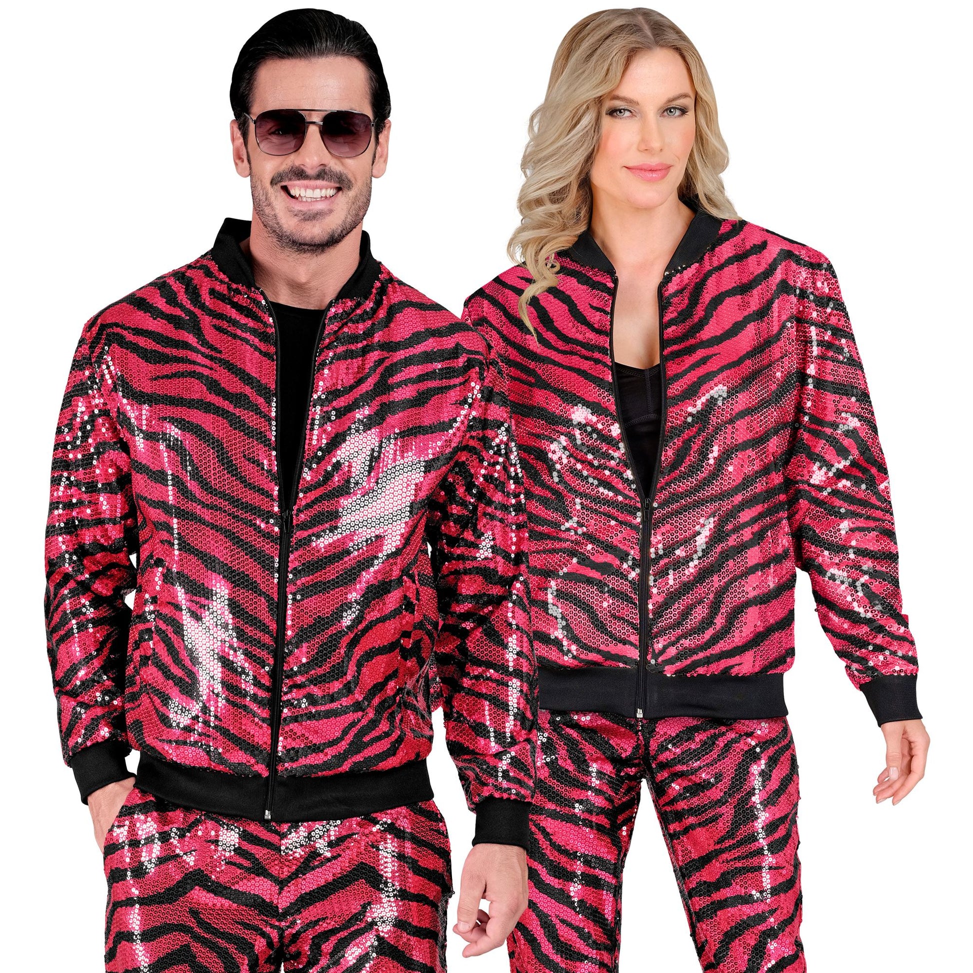 "PARTY FASHION BOMBERJACKE" (Pailletten Bomberjacke in Zebramuster pink) – Ansicht 3