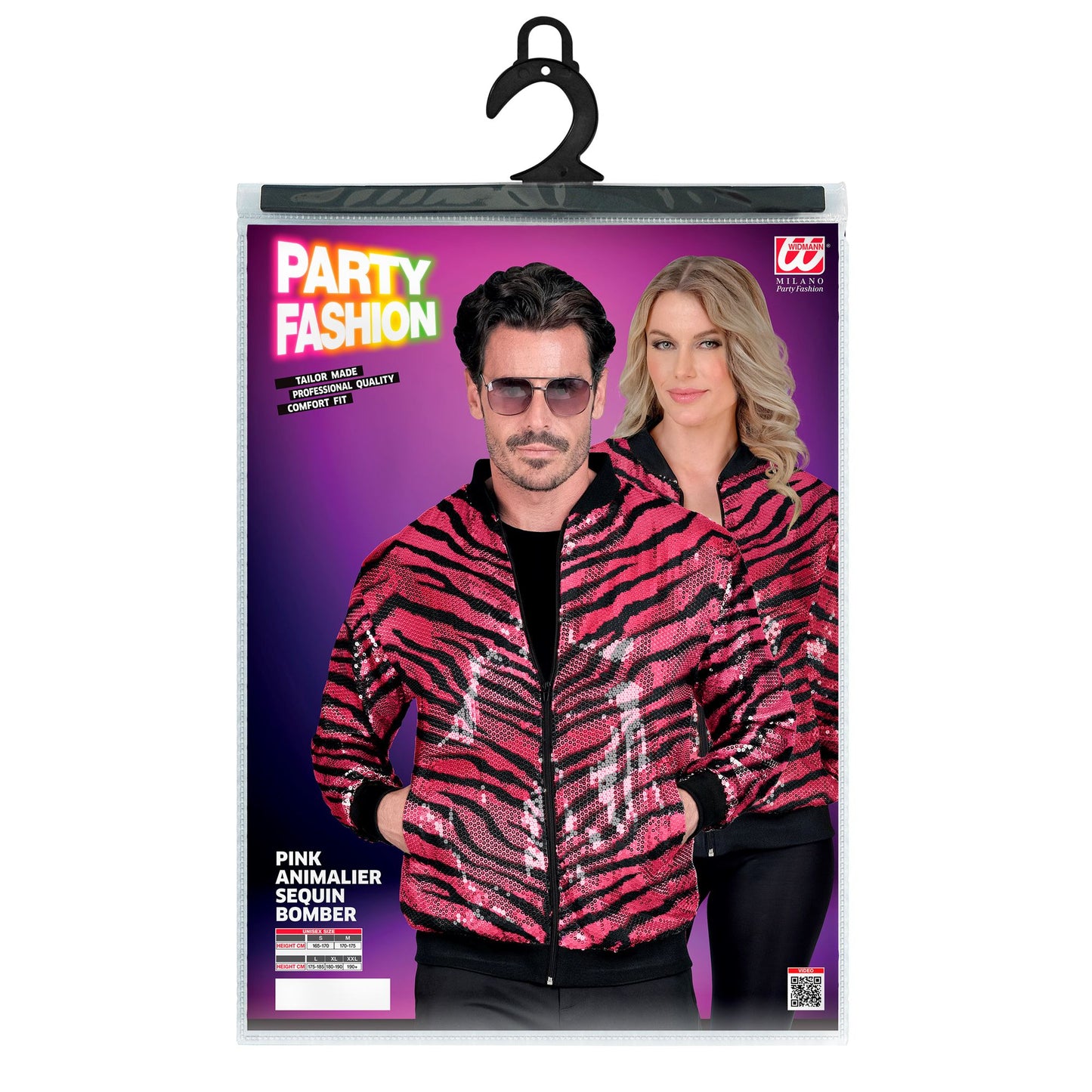 "PARTY FASHION BOMBERJACKE" (Pailletten Bomberjacke in Zebramuster pink) – Ansicht 4