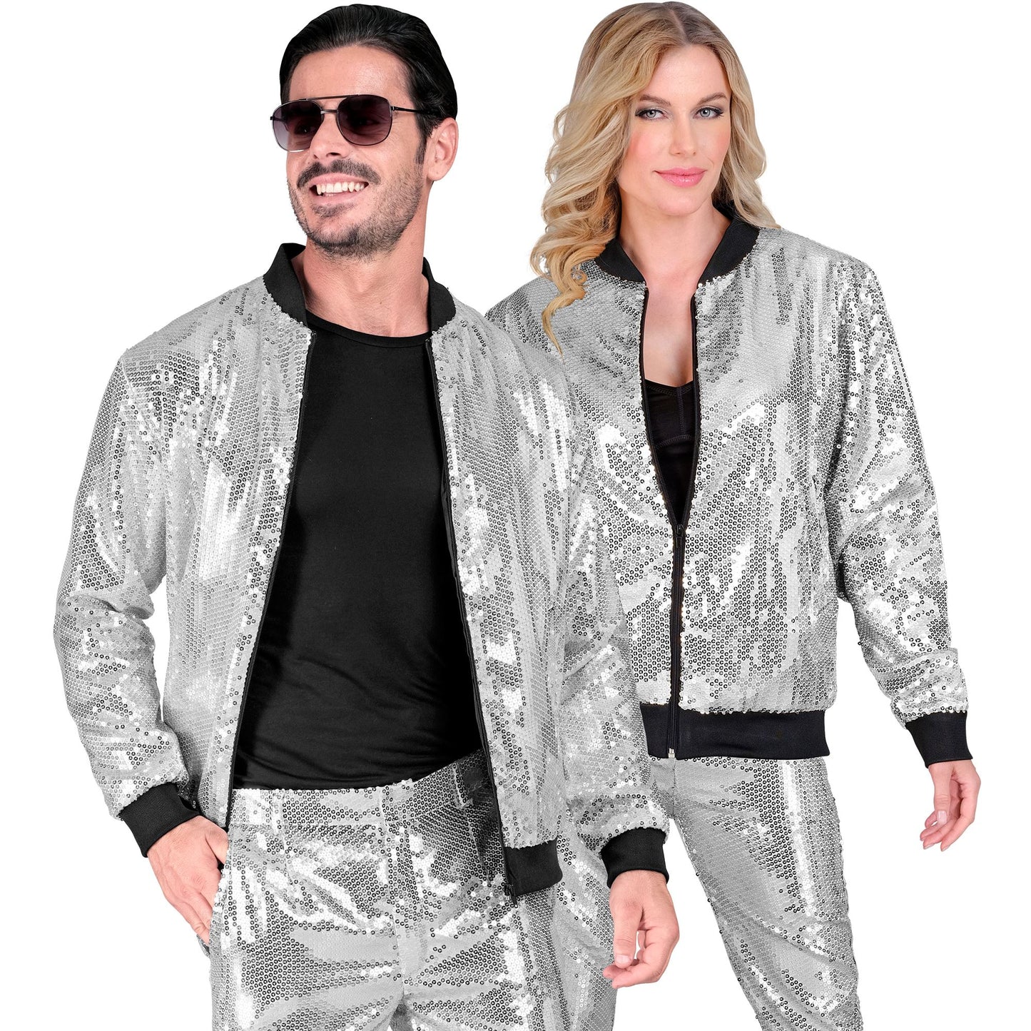 "PARTY FASHION BOMBERJACKE" (Pailletten Bomberjacke silber) – Ansicht 3